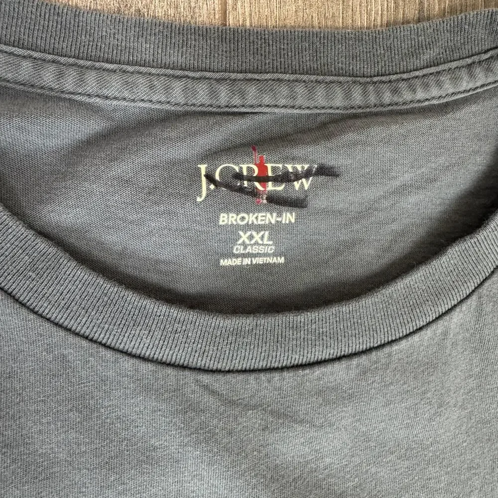 J.Crew Classic Broken-In Short Sleeve Crewneck Tee Mens 2XL Gray Pullover Cotton